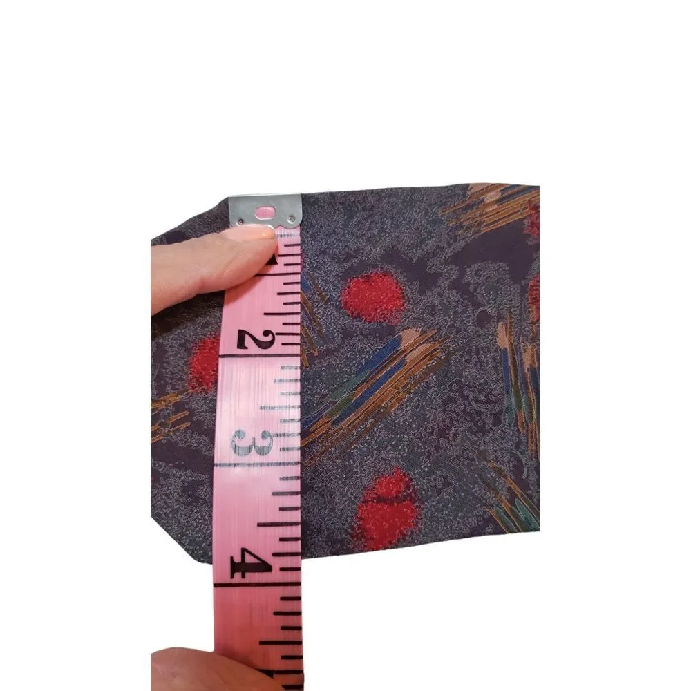 Vintage Secours Abstract Multicolor NeckTie 100% Silk Blues and Reds‎